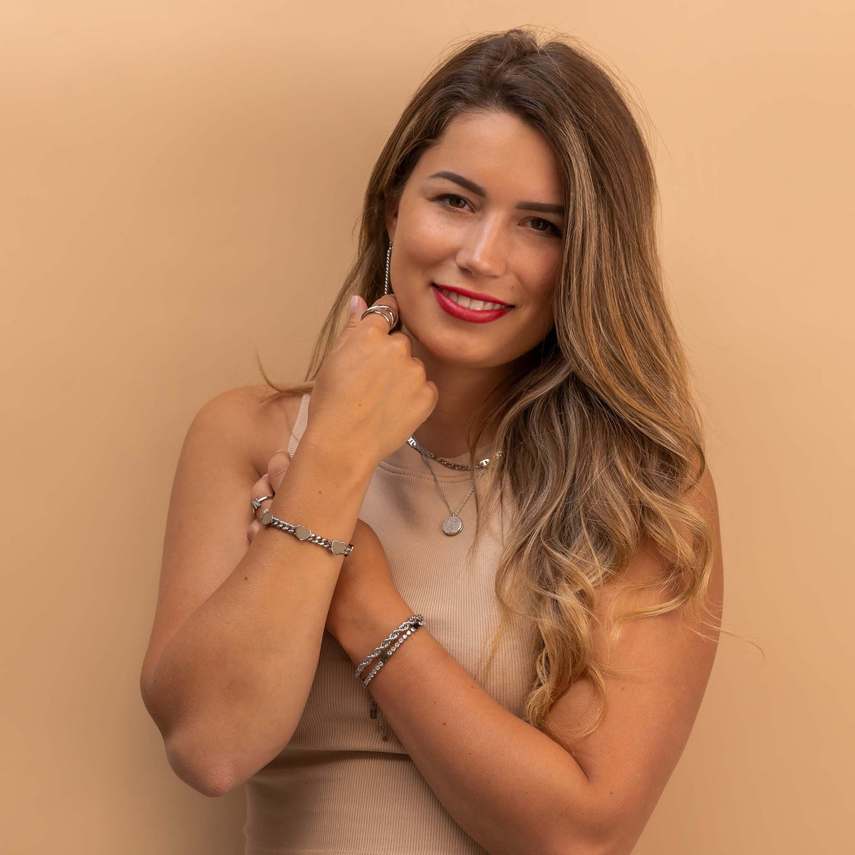 Vijf harten armband zilver