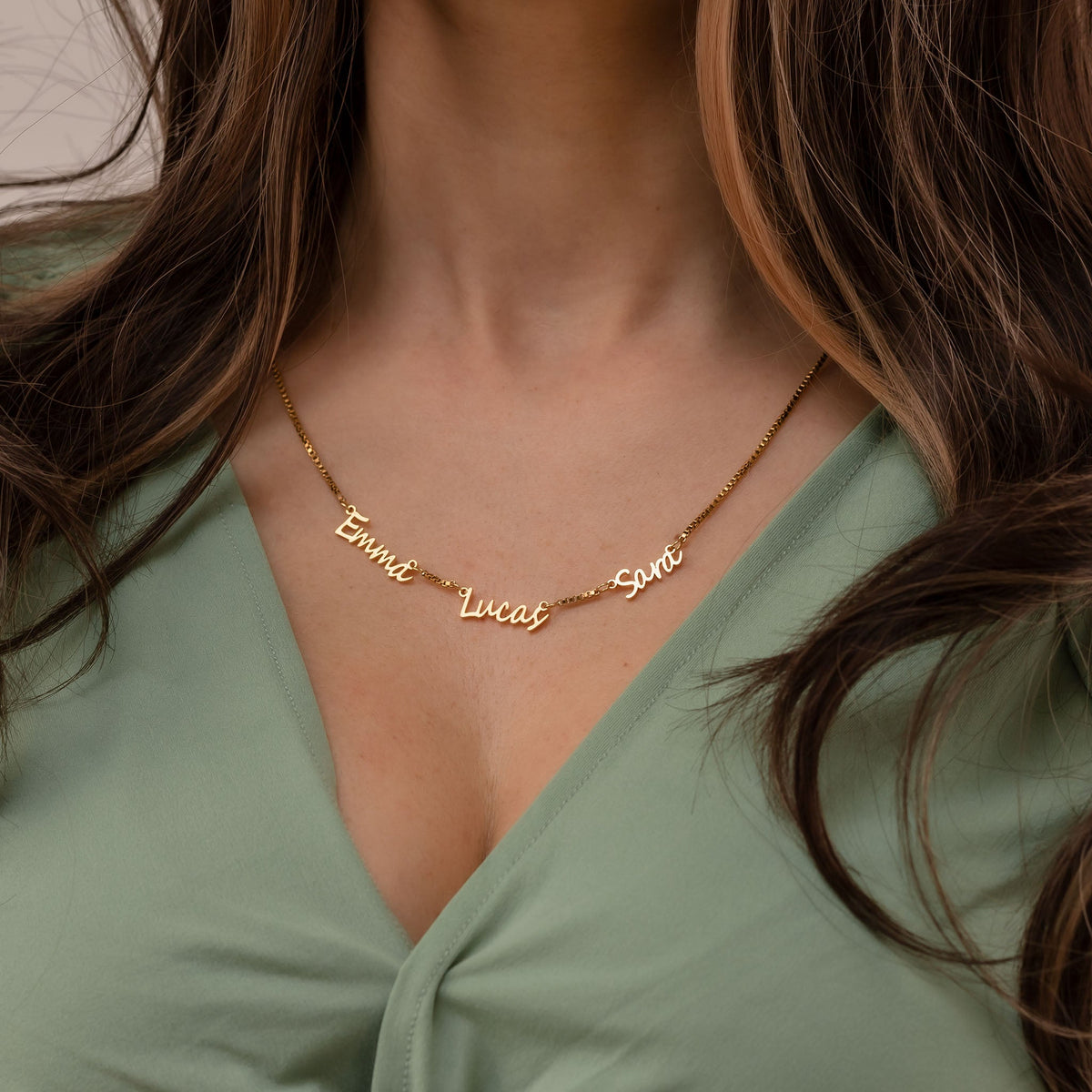 Meerdere namen ketting rosé goud