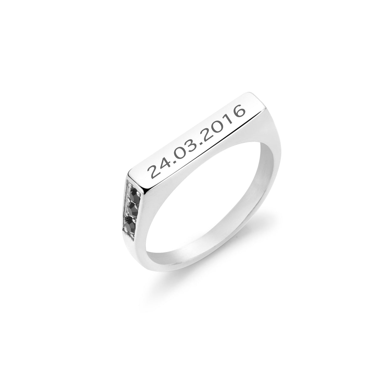 Noir bar ring zilver