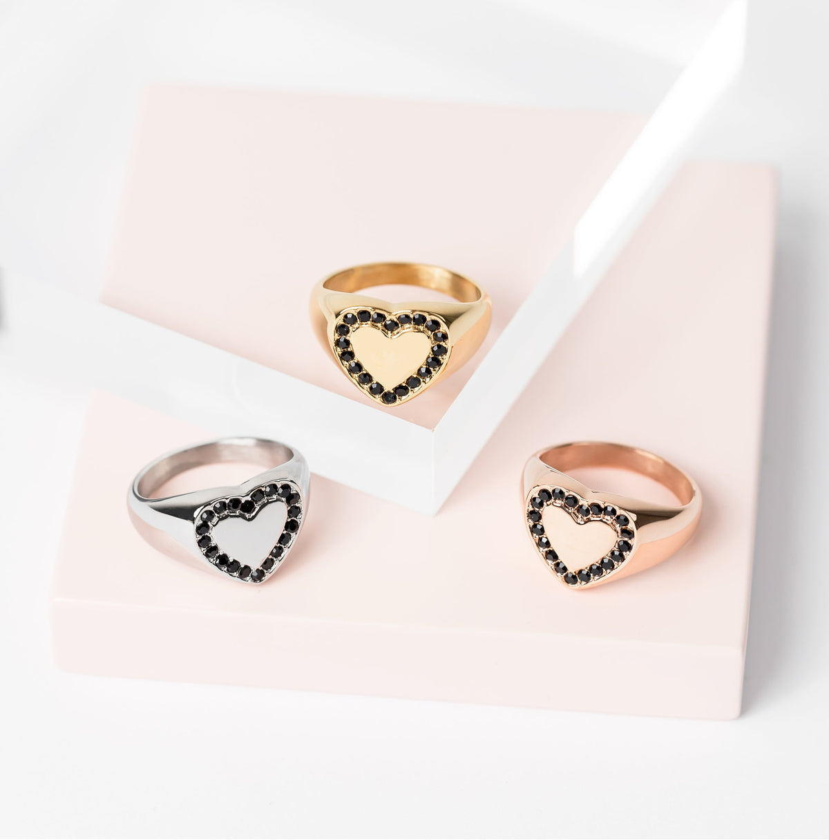 Noir hart ring rosé goud