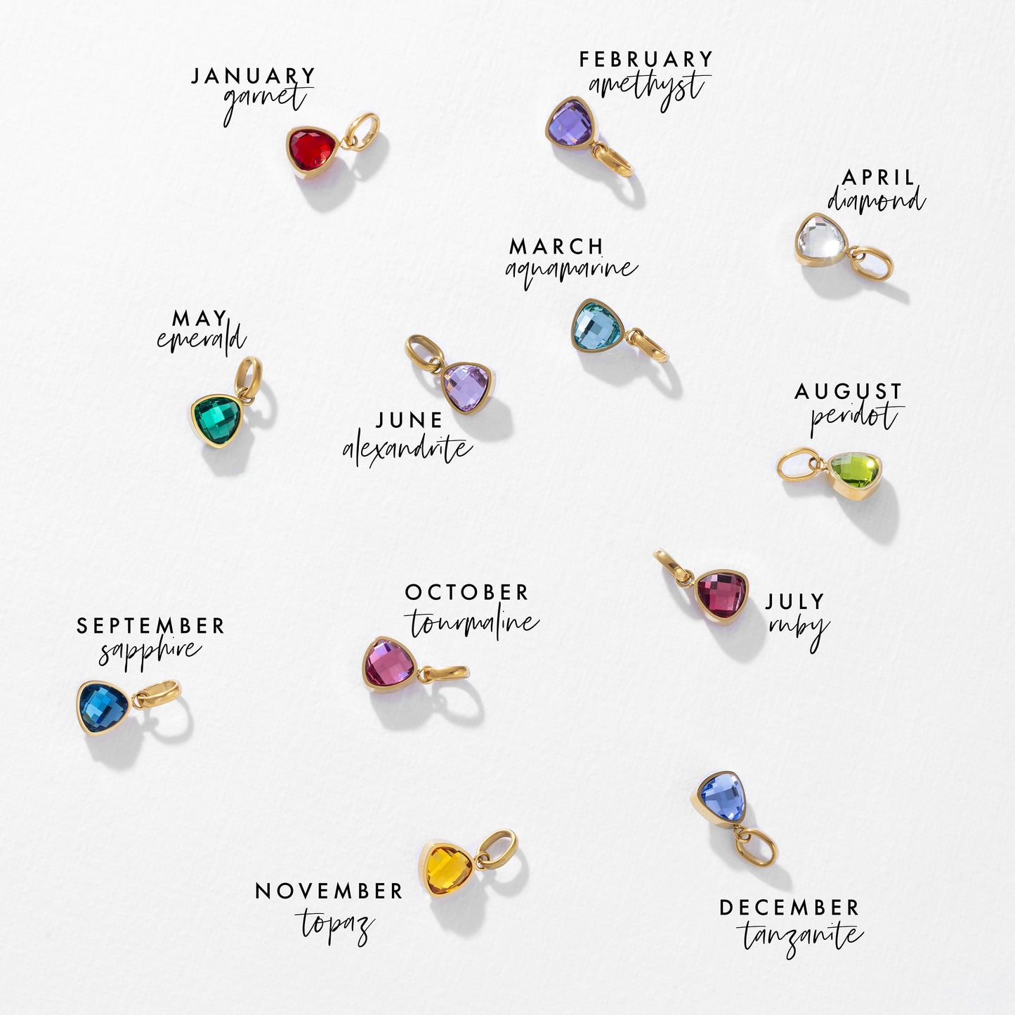 Letter & geboortesteen ketting goud