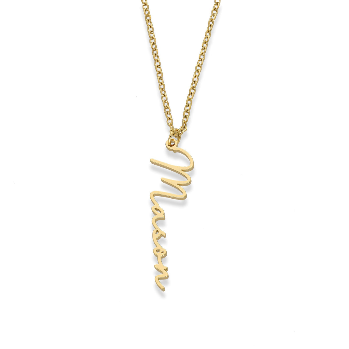 Verticale naamketting goud