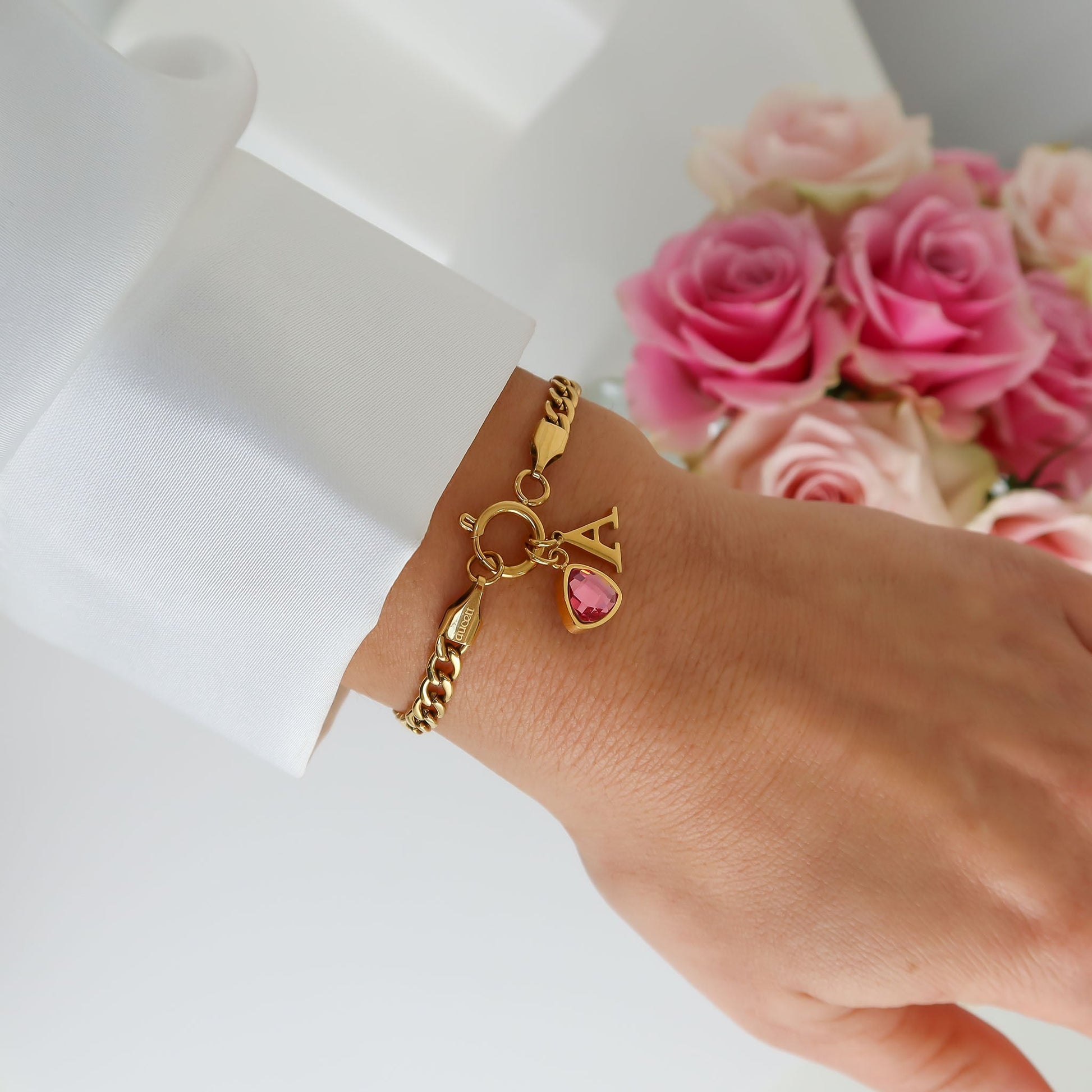 Letter & birthstone bracelet - Stainless steel