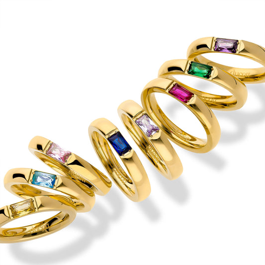 Birthstone ring gold - Personalized