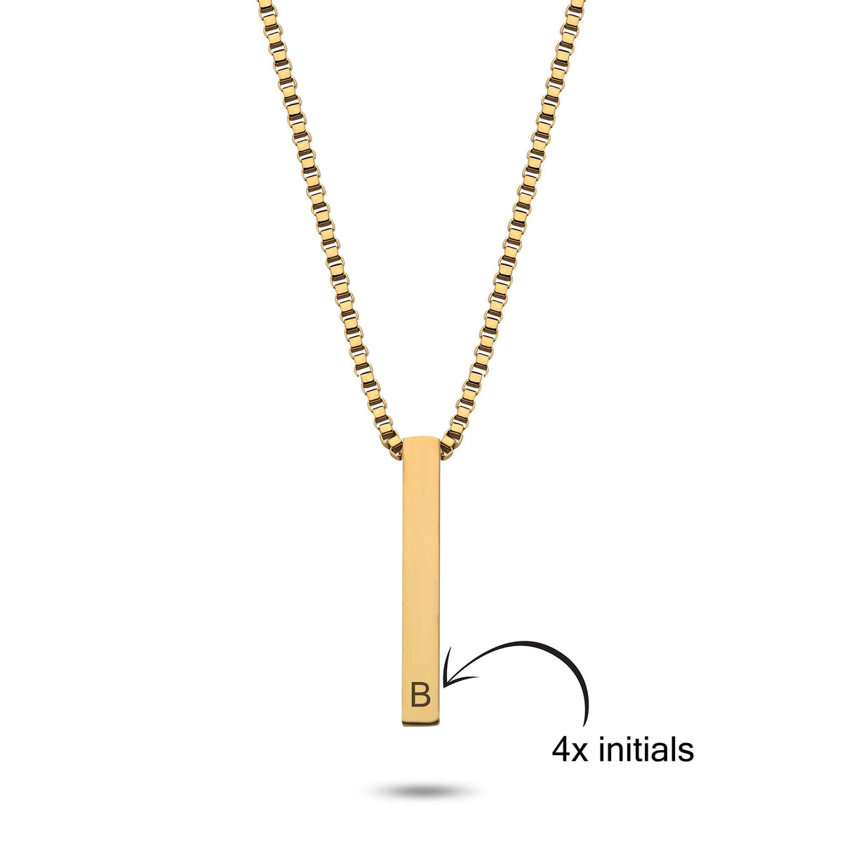 Bar kubus initiaal ketting goud
