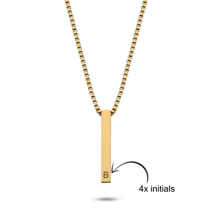 Bar kubus initiaal ketting goud