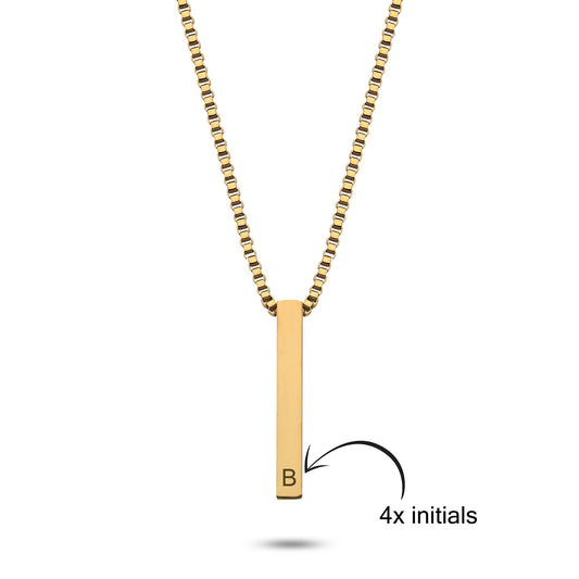 Bar kubus initiaal ketting goud