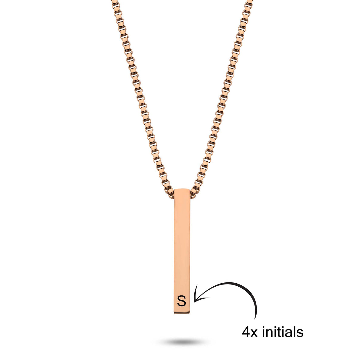 Bar kubus initiaal ketting rosé goud