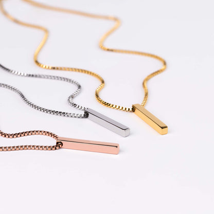 Bar kubus initiaal ketting rosé goud