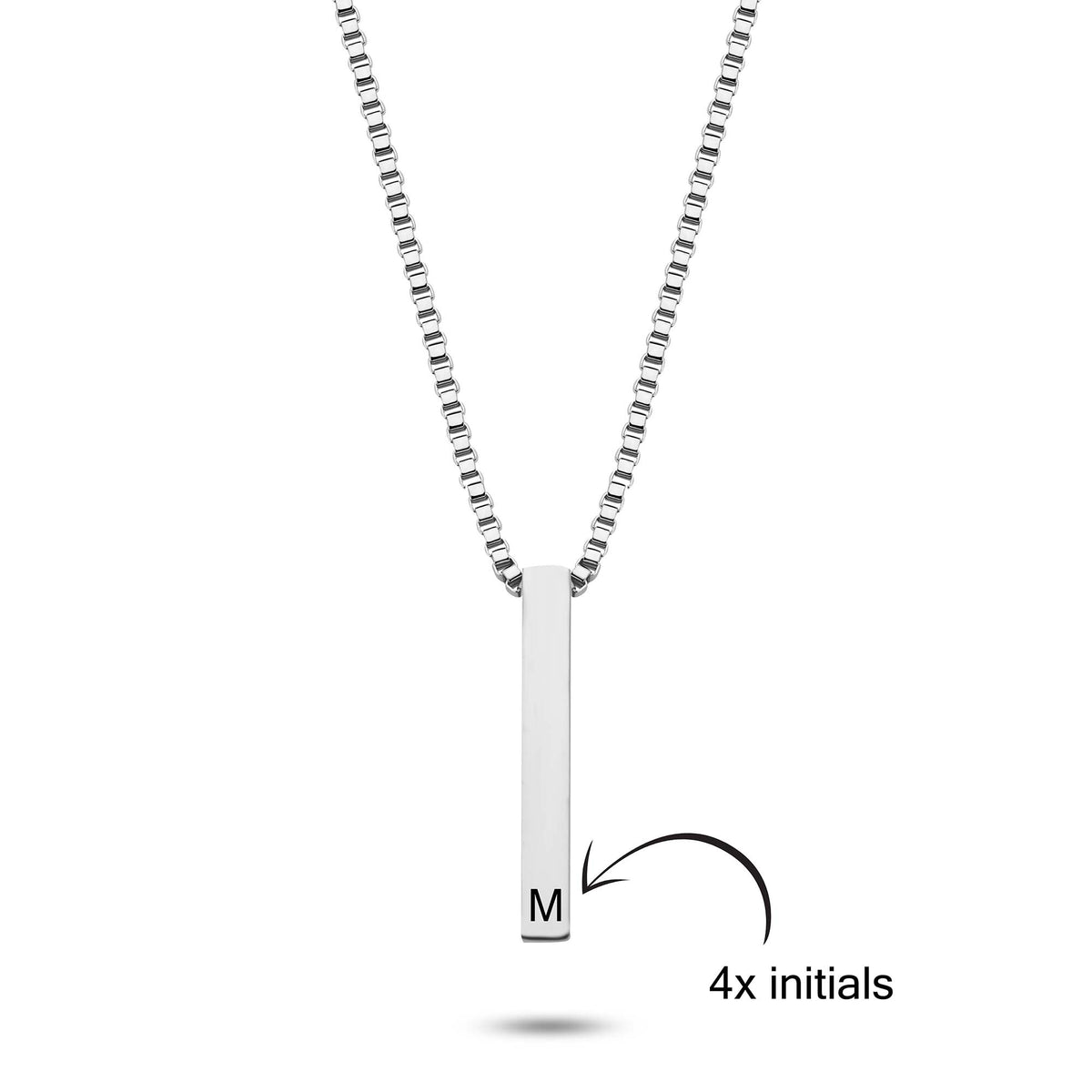 Bar kubus initiaal ketting zilver