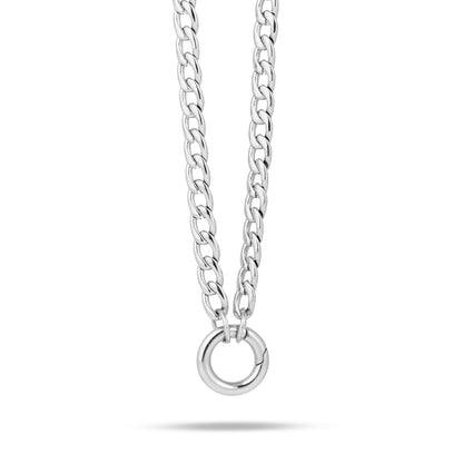 Losse letter & geboortesteen ketting zilver