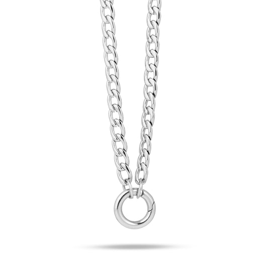 Losse letter & geboortesteen ketting zilver