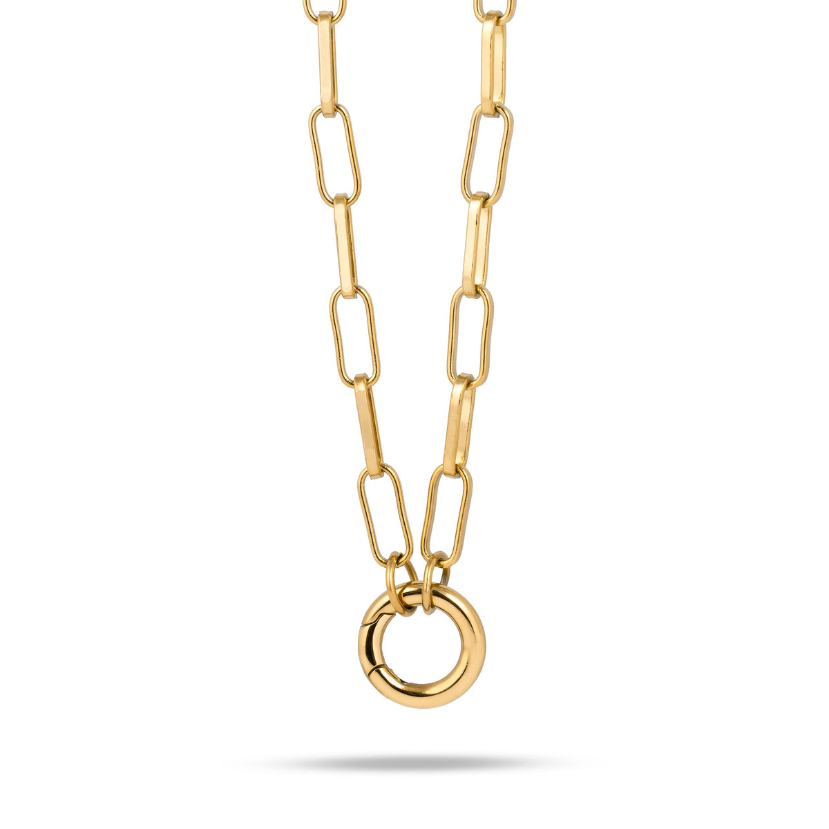 Losse letter & geboortesteen schakelketting goud