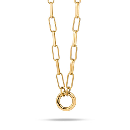 Losse letter & geboortesteen schakelketting goud