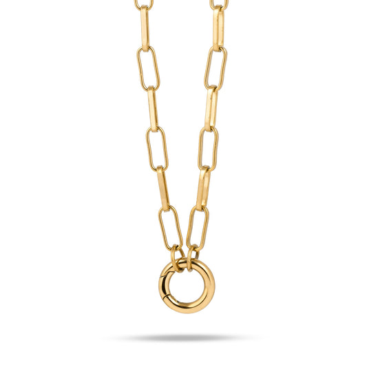 Losse letter & geboortesteen schakelketting goud