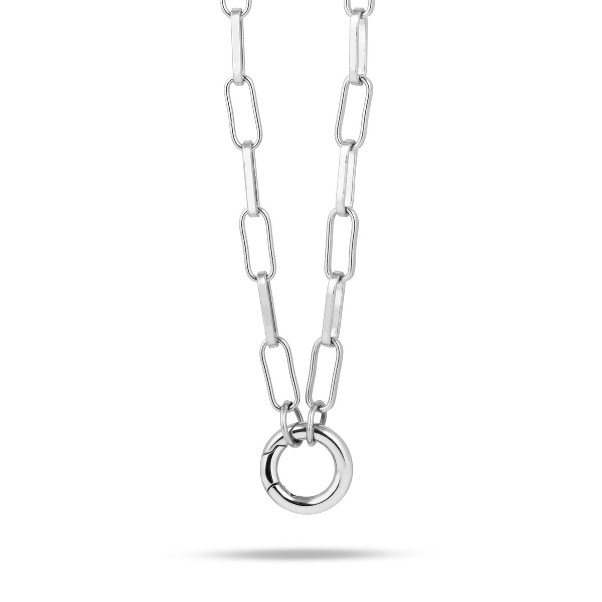 Losse letter & geboortesteen schakelketting zilver
