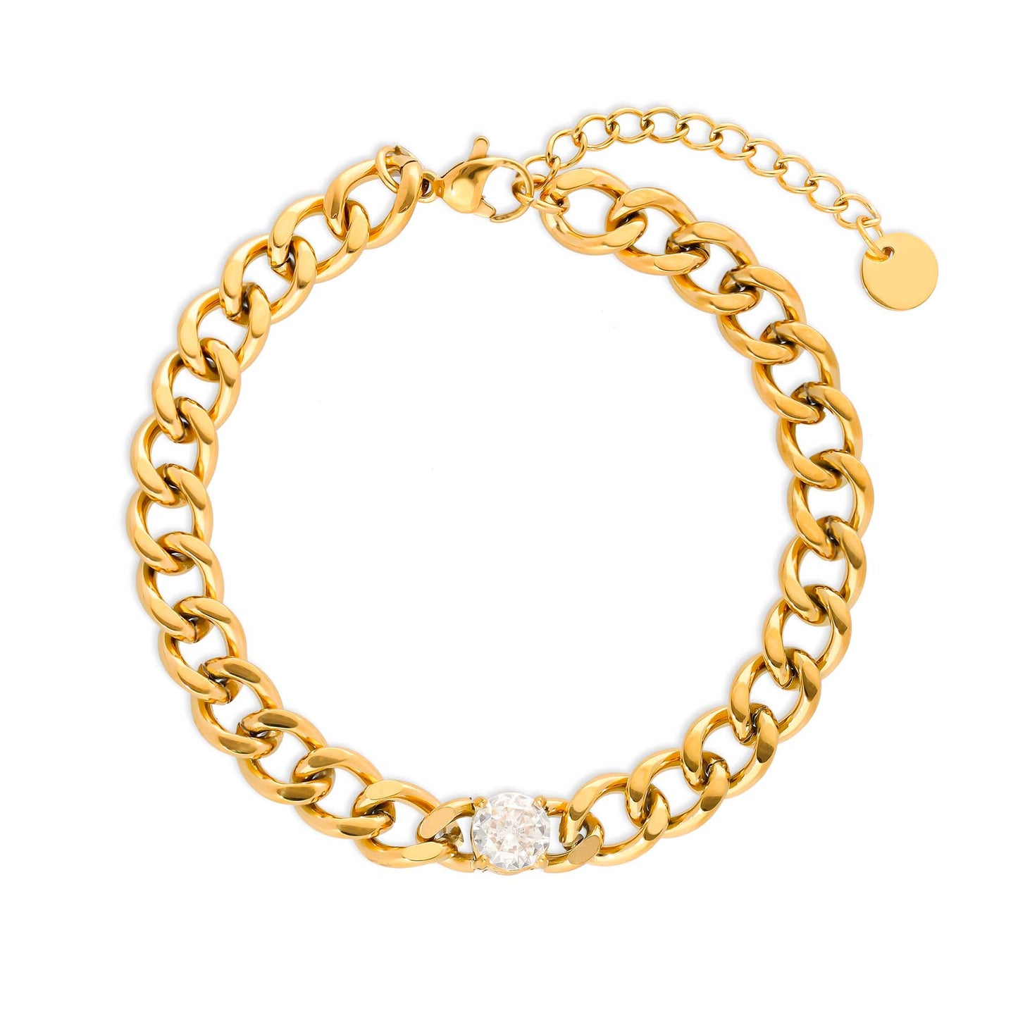 Cuban chain stone gold - Stainless steel