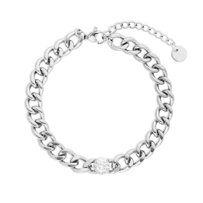 Cuban chain stone silver - Stainless steel