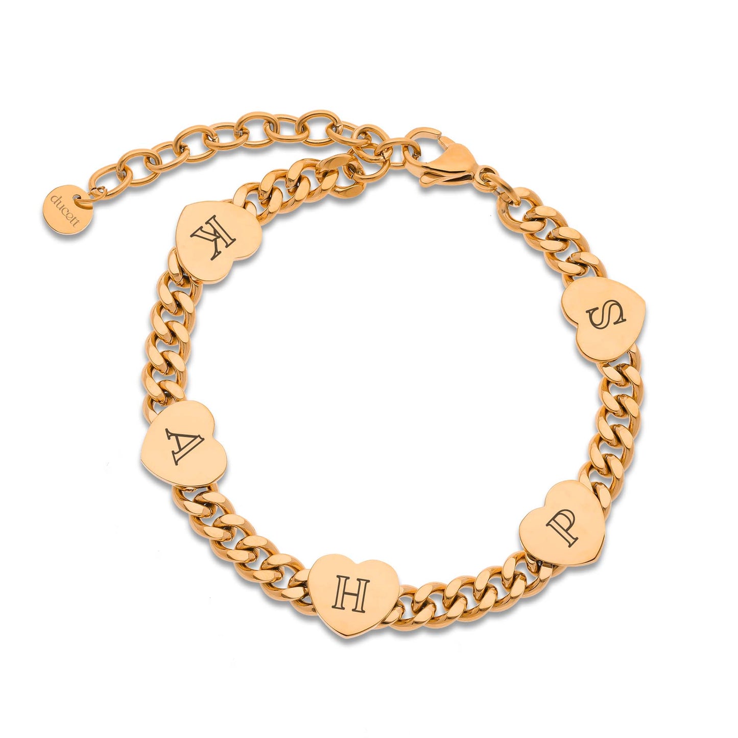 Five hearts bracelet rose gold - Personalized