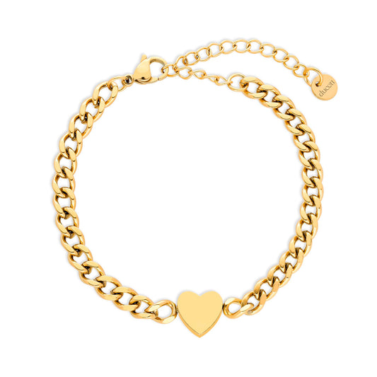 Heart chain bold gold - Stainless steel