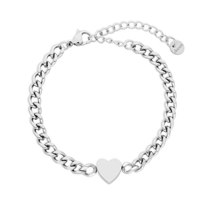 Heart chain bold silver - Stainless steel