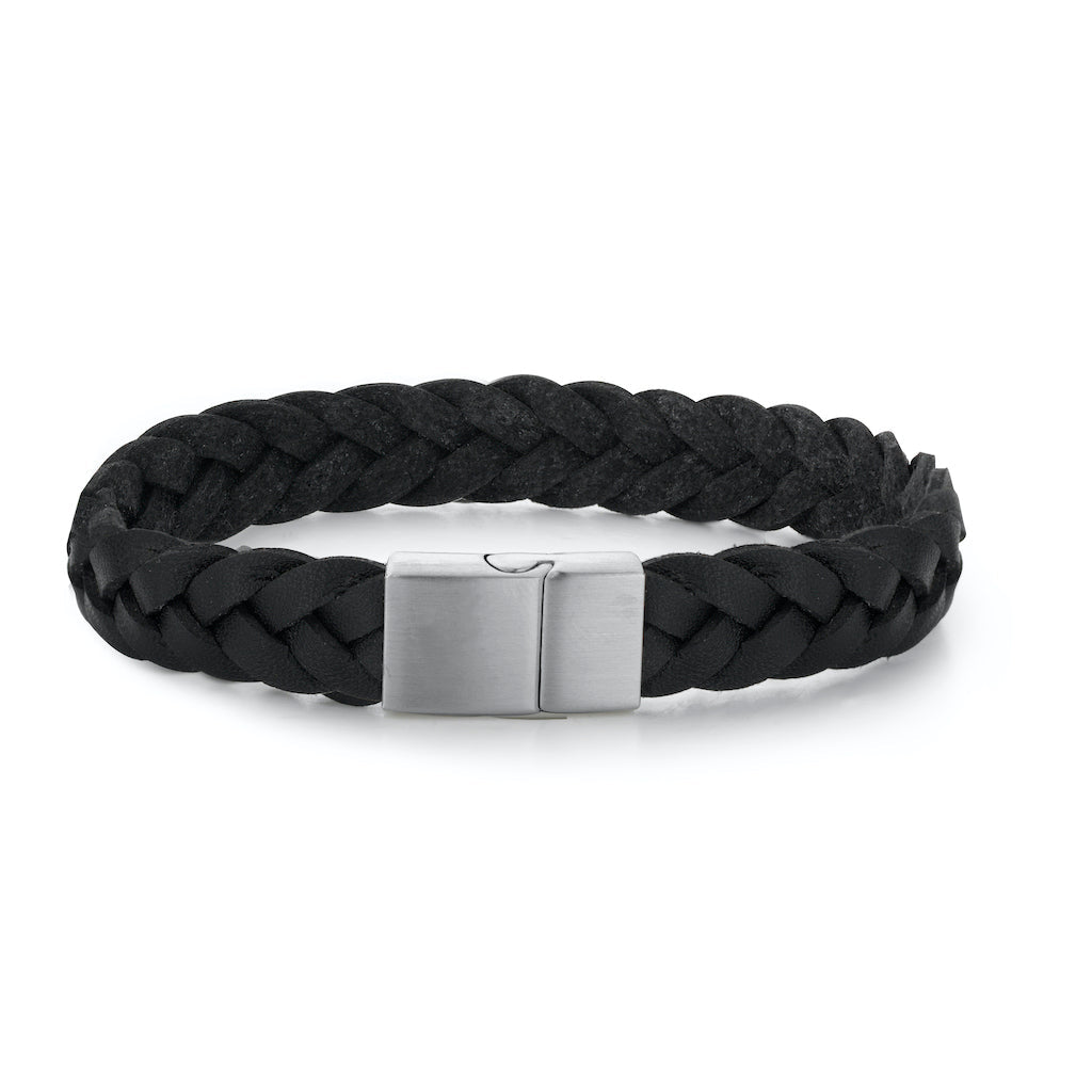 Braided initial leather - Stainless steel