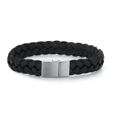 Braided initial leather - Stainless steel