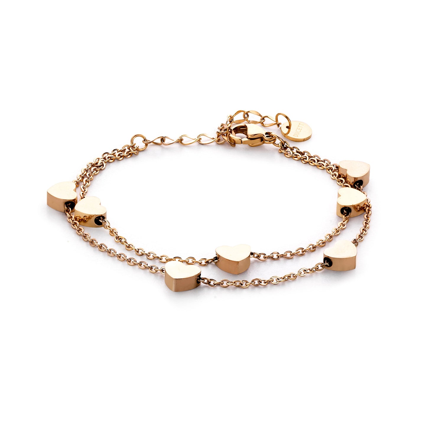 Double heart chain gold - Stainless steel