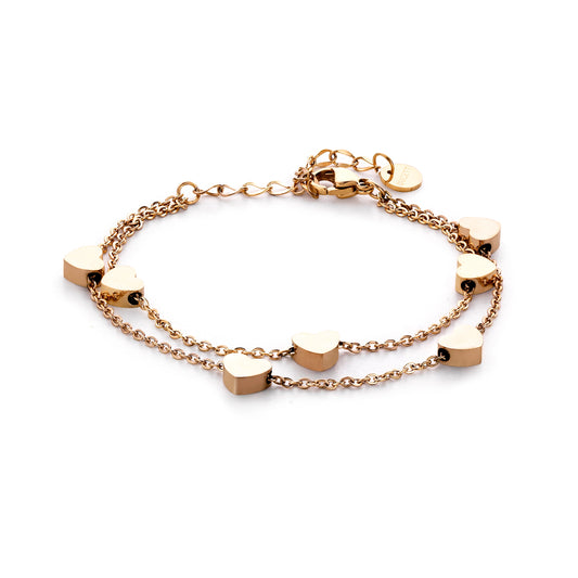 Double heart chain gold - Stainless steel