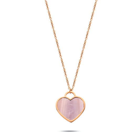 Heart pearl necklace rosé gold - Stainless steel