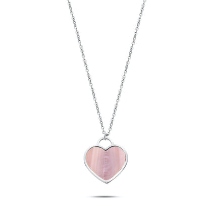Heart pearl necklace silver - Stainless steel