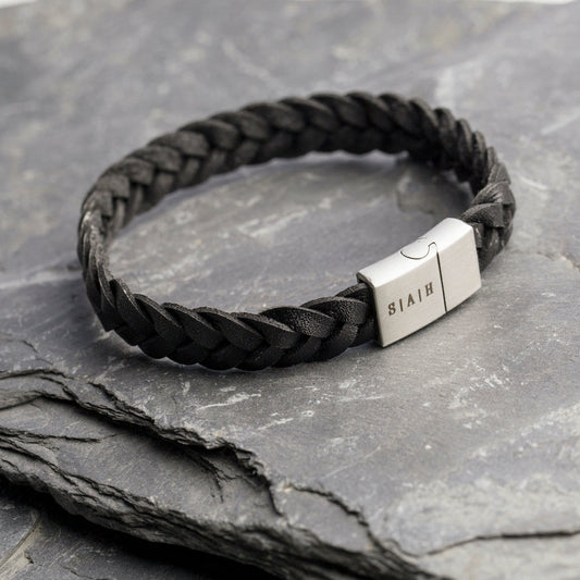 Braided initial leather - Personalized
