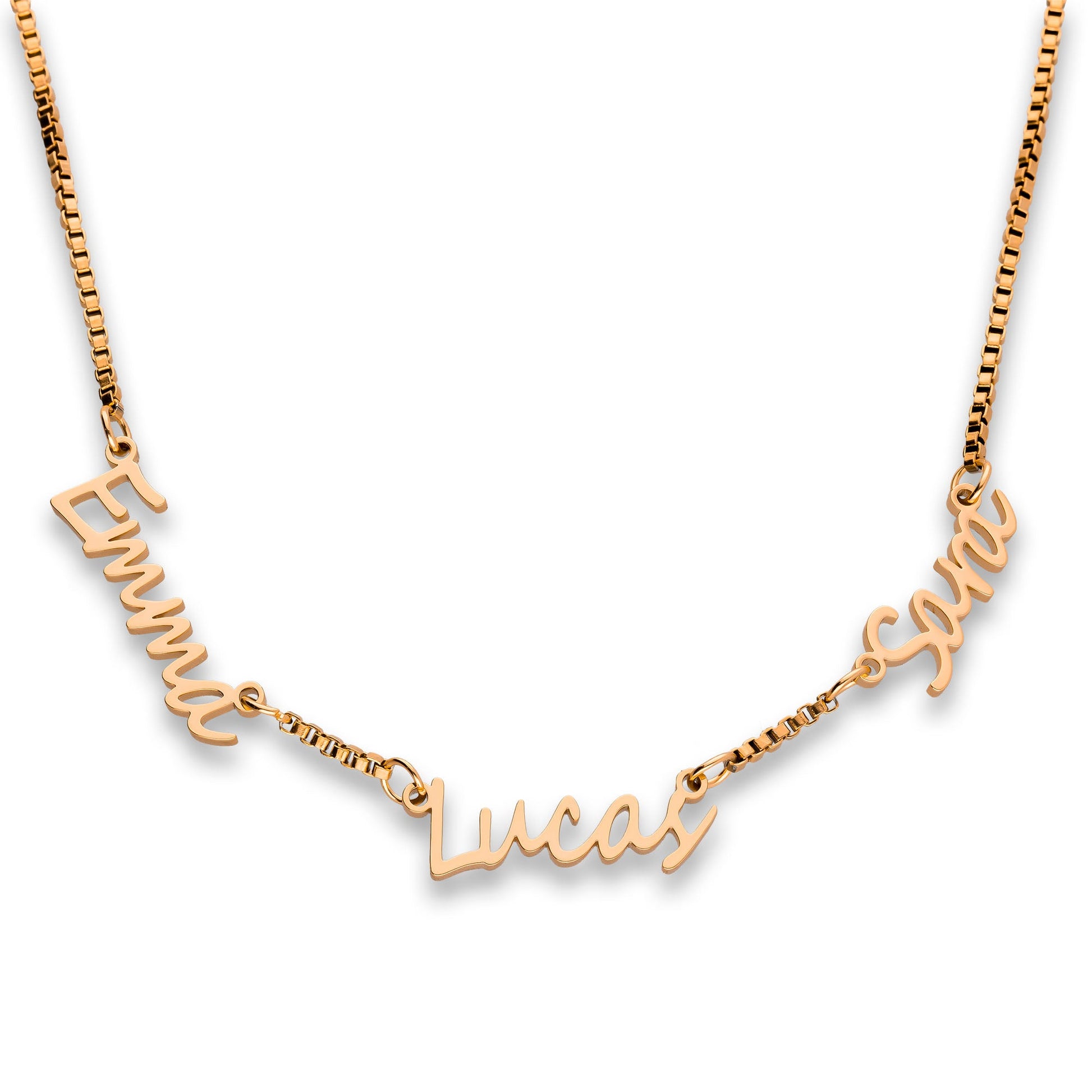 Multi name necklace rosé gold - Personalized