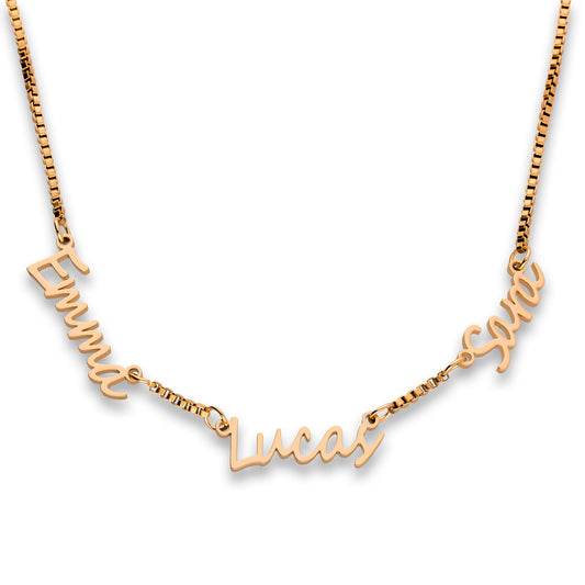 Multi name necklace rosé gold - Personalized