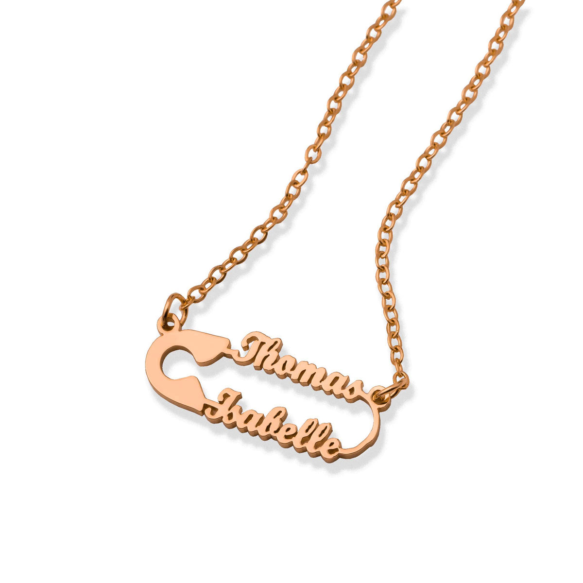 Veiligheidsspeld ketting rosé goud