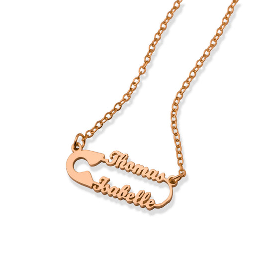Veiligheidsspeld ketting rosé goud