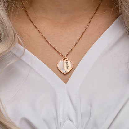Schelp hart & tag ketting rosé goud