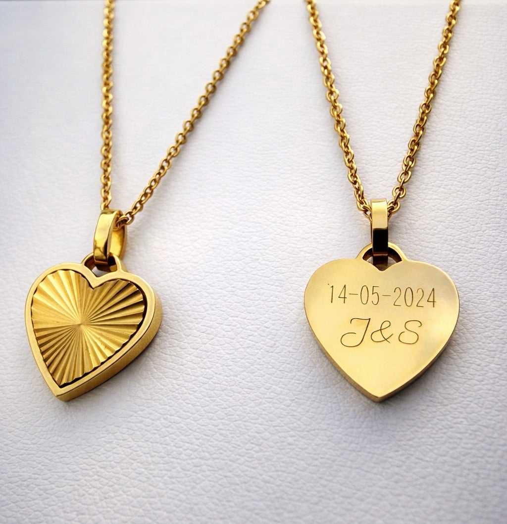 Sunray hart ketting goud