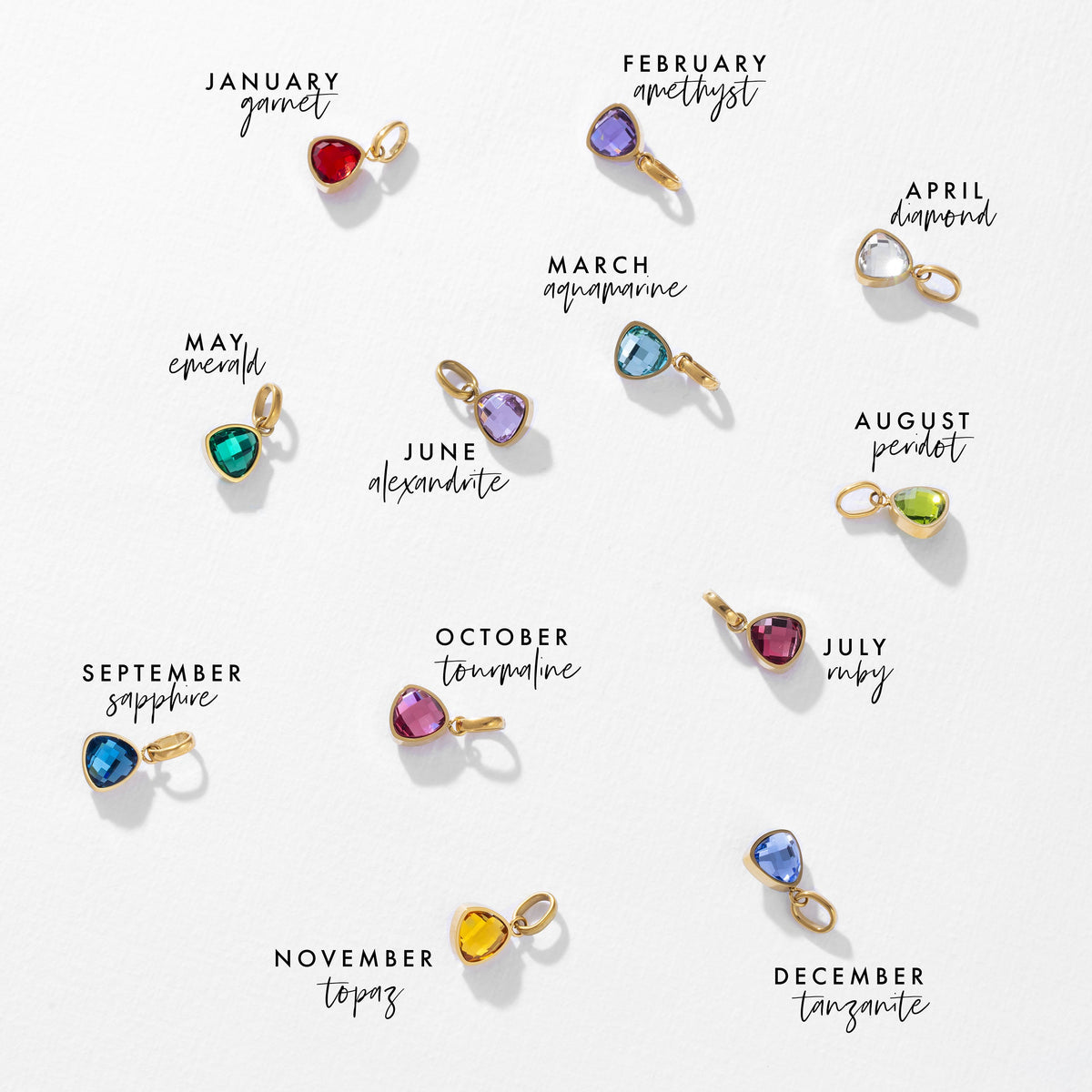 Letter & geboortesteen schakelketting goud