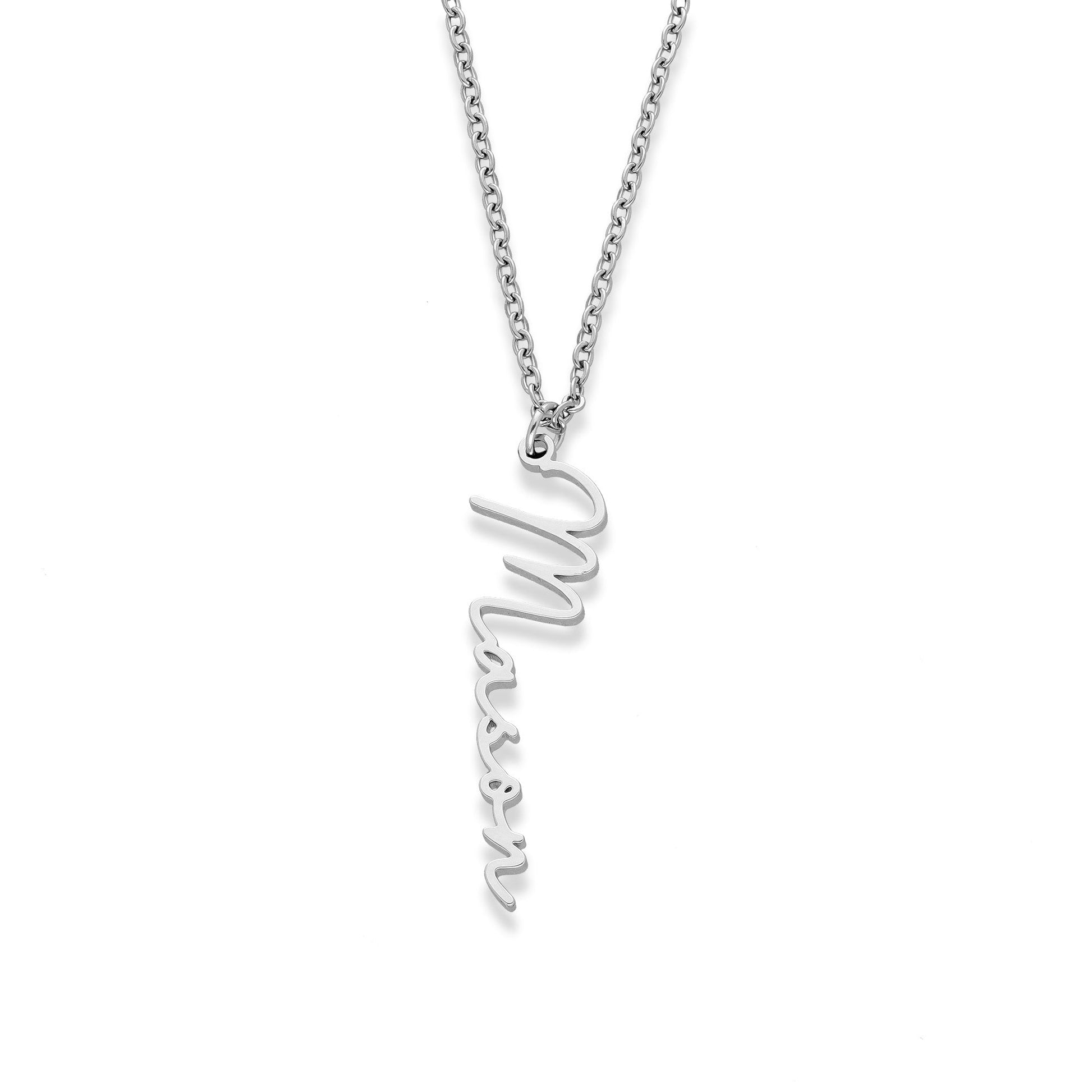Vertical name necklace silver - Personalized
