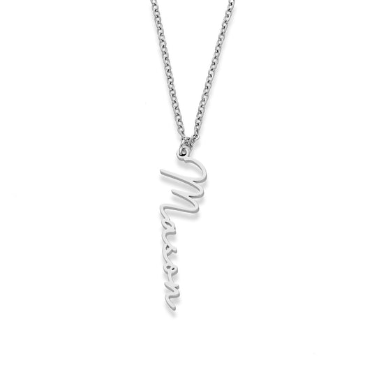 Vertical name necklace silver - Personalized